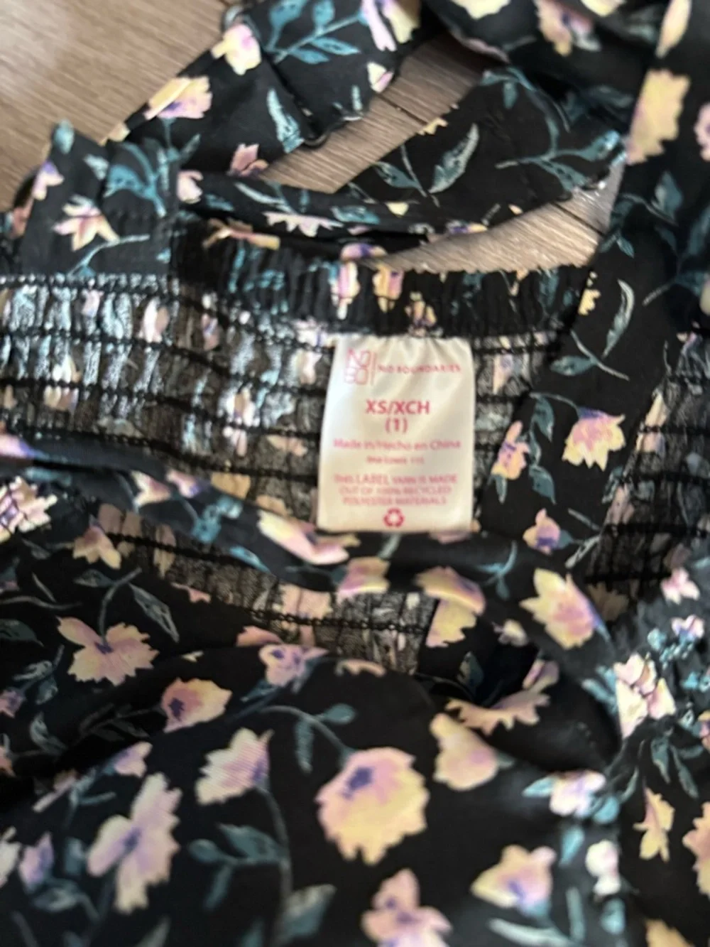 XS No Boundaries Black Floral Sundress with Pastel Blooms - Picture 4 of 4